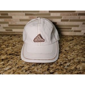 Adidas Logo Hat Baseball Cap One Size StrapBack Adjustable White Gold Golf